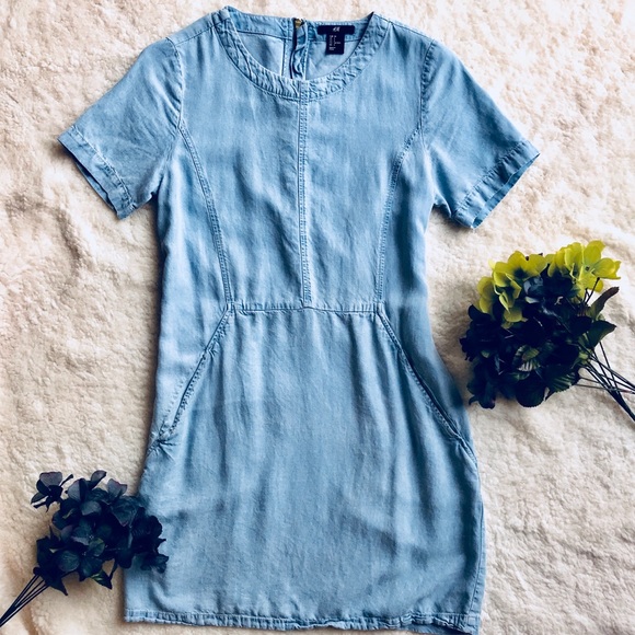 Chambray Sheath Dress with Pockets size 4 - Picture 3 of 7